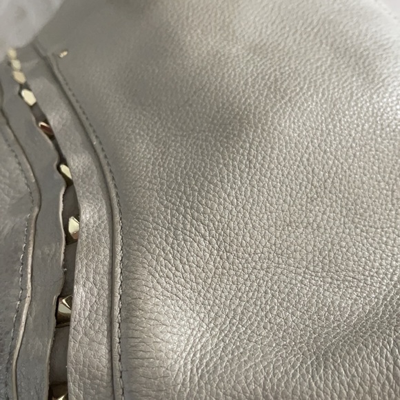 VINCE CAMUTO TAUPE & GOLD STUDDED HANDBAG - Picture 13 of 14